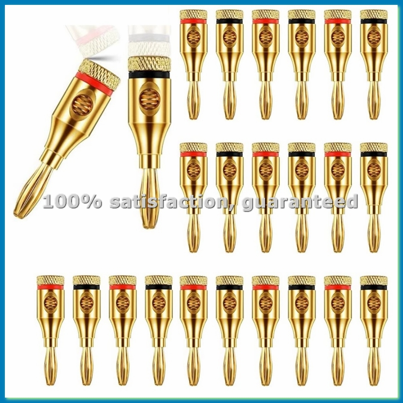 Banana Plug - 24 Stück 4mm Vergoldete Musik-Kabelverbinder Bananenstecker